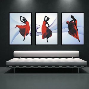 Bộ 3 tranh nghệ thuật đương đại cô gái đang múa CV03649