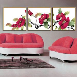 Bộ 3 tranh ghép hoa red velvet CV03670