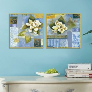 Bộ 2 tranh hoa trà vintage CV02700