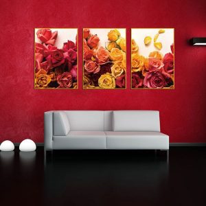 Bộ 3 tranh hoa hồng đỏ và vàng CV03686
