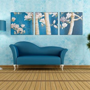 Bộ 3 tranh ghép hoa mộc lan CV03696