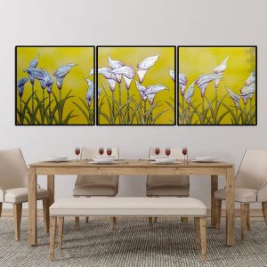 Bộ 3 tranh ghép hoa thủy vu CV03697