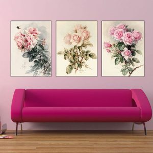 Bộ 3 tranh hoa hồng cổ điển CV03698