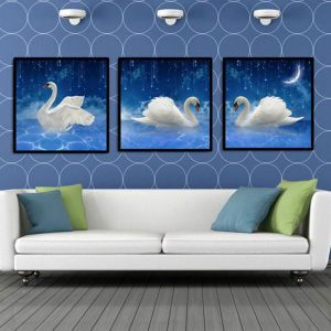 Bộ 3 tranh thiên nga trắng CV03700