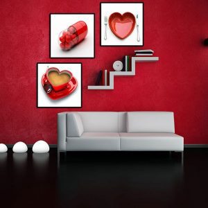 Bộ 3 tranh ly cafe trái tim CV03706