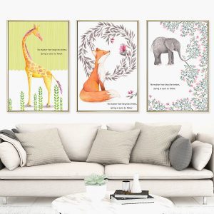 Bộ 3 tranh vẽ động vật hoa lá CV0372