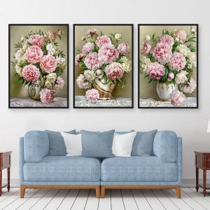 Bộ 3 tranh hoa cẩm chướng CV03724