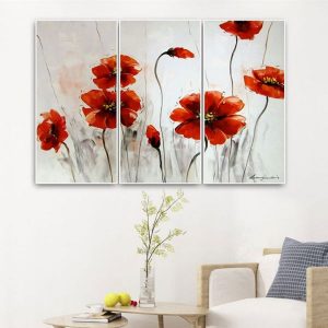 Bộ 3 tranh ghép hoa đỏ CV03729