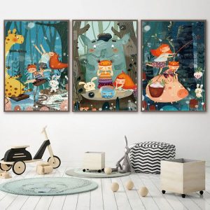 Bộ 3 tranh vẽ hoạt hình ngộ nghĩnh CV03735