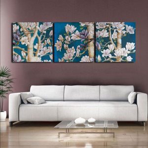 Bộ 3 tranh ghép hoa mộc lan CV03766