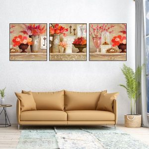 Bộ 3 tranh hoa cổ điển CV03775