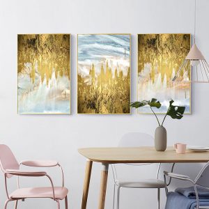 Bộ 3 tranh trừu tượng sơn dầu ánh vàng CV03832