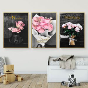 Bộ 3 tranh bó hoa hồng CV03837
