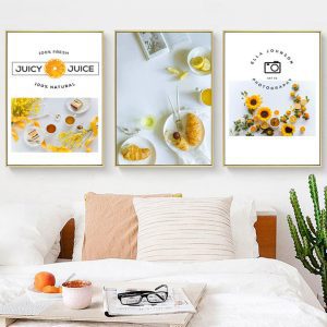 Bộ 3 tranh hoa quả sắc vàng CV03842