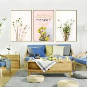 Bộ 3 tranh hoa cúc vàng CV03888