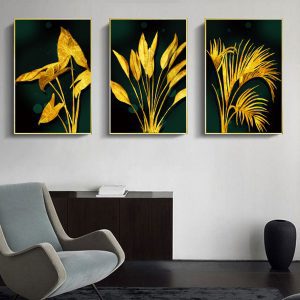Bộ 3 tranh trừu tượng cây vàng CV03903