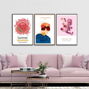 Bộ 3 tranh vẽ sắc hồng Canvas CV03906