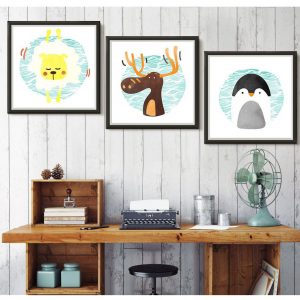 Bộ 3 tranh vẽ động vật ngộ nghĩnh CV03944