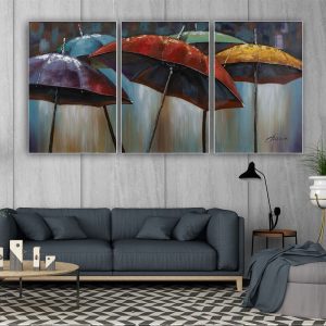 Bộ 3 tranh ghép vẽ những chiếc ô CV03947