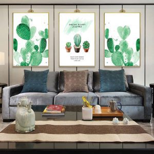 Bộ 3 tranh cây xương rồng xanh CV03949