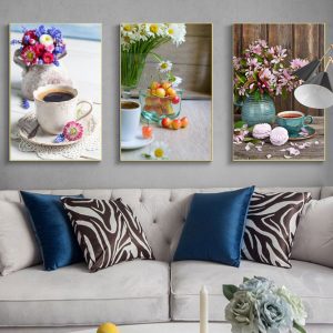 Bộ 3 tranh chủ đề trà hoa CV03963