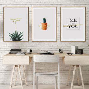 Bộ 3 tranh chậu cây xương rồng CV03980