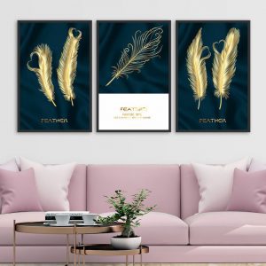 Bộ 3 tranh lông vũ ánh vàng CV03A009