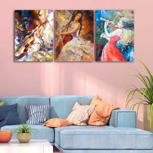 Bộ 3 tranh sơn dầu nghệ thuật nghệ sỹ violin CV03A047