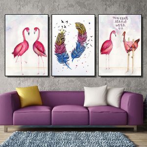 Bộ 3 tranh chim hồng hạc nghệ thuật CV03A098