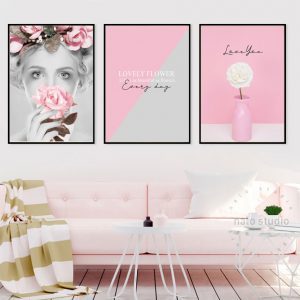 Bộ 3 tranh nghệ thuật sắc hồng CV03A102