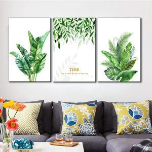 Bộ 3 tranh lá xanh nghệ thuật treo phòng khách CV0354