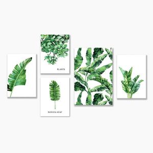 Bộ 5 tranh Canvas chủ đề lá xanh MS0523 3 CVC0527 2