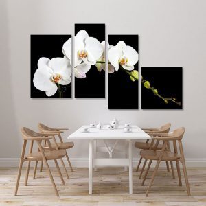 Bộ 4 tranh ghép hoa lan trắng MS04117