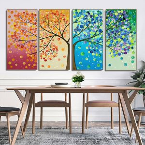 Bộ 4 tranh ghép nghệ thuật cây màu sắc MS04120