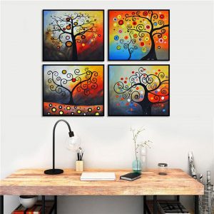 Bộ 4 tranh trừu tượng thiên nhiên màu sắc MS0474