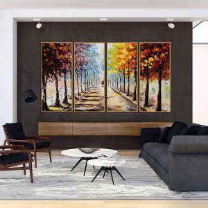 Bộ 4 tranh vẽ sơn dầu thiên nhiên màu sắc MS04132