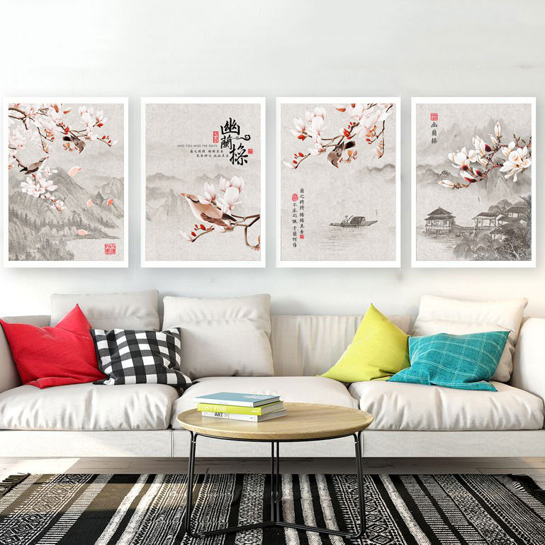 Bộ 4 tranh nghệ thuật thiên nhiên động vật MS04135 1 MS04135 1