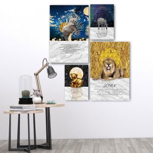 Bộ 4 tranh trừu tượng động vật nghệ thuật MS04146