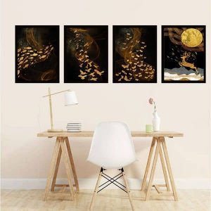 Bộ 4 tranh trừu tượng nghệ thuật động vật MS0416