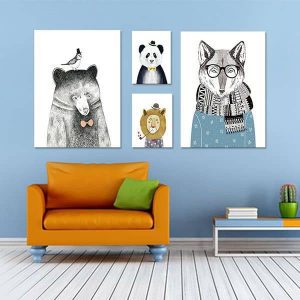 Bộ 4 tranh vẽ động vật ngộ nghĩnh MS0422