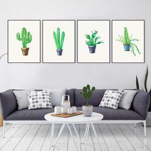 Bộ 4 tranh cây xương rồng xanh MS0425