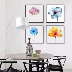 Bộ 4 tranh hoa sắc màu MS0432