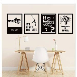 Bộ 4 tranh trừu tượng đen trắng MS0434