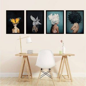 Bộ 4 tranh trừu tượng Scandivanian cô gái MS0441