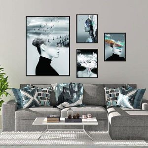 Bộ 4 tranh trừu tượng Scandinavian cô gái MS0443