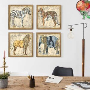 Bộ 4 tranh vẽ động vật nghệ thuật MS0446