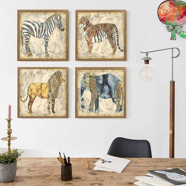 Bộ 4 tranh vẽ động vật nghệ thuật MS0446 1 MS0446