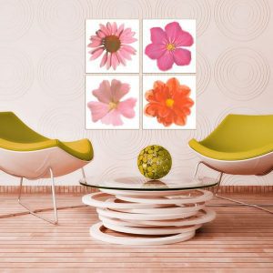 Bộ 4 tranh hoa sắc hồng MS0456