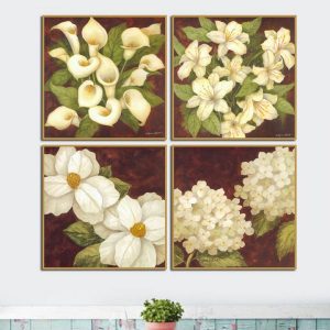 Bộ 4 tranh hoa vintage MS0459