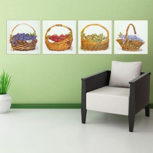 Bộ 4 tranh giỏ hoa quả MS0464